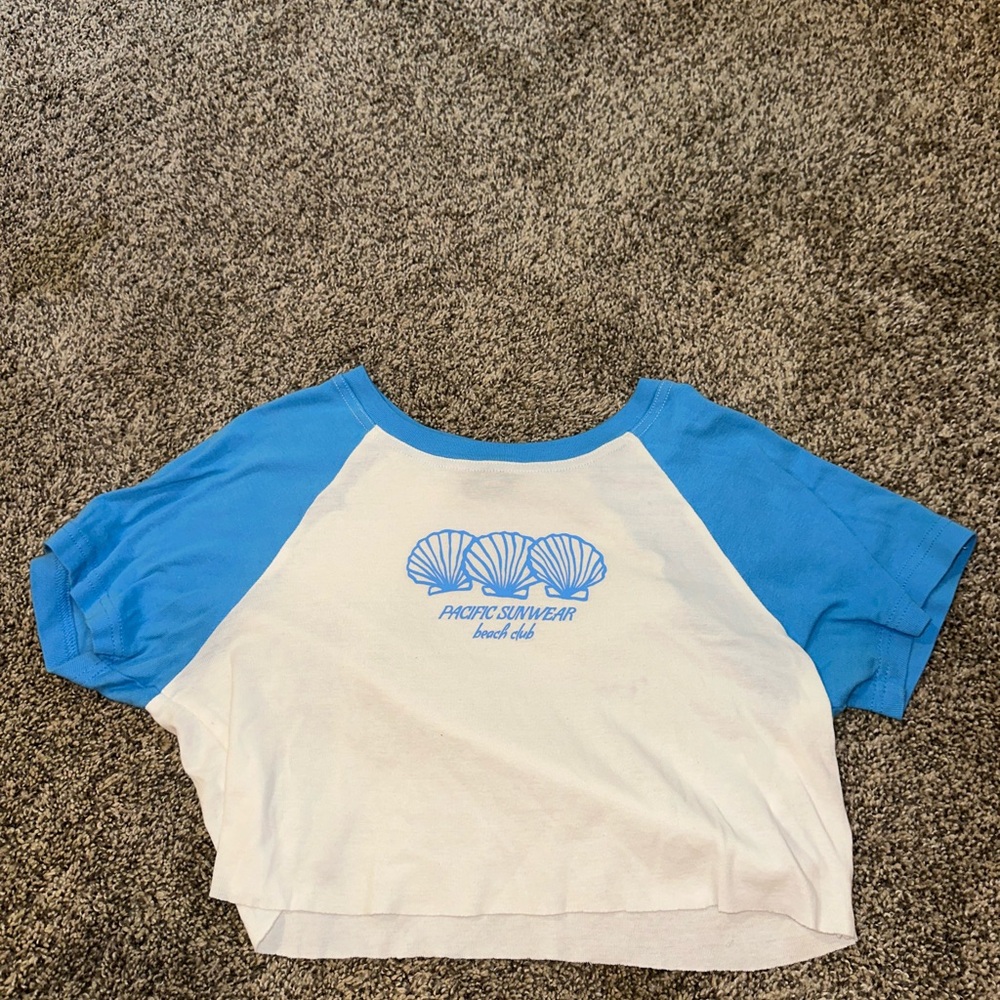PacSun blue and white baby tee